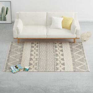Ručne tkaný koberec, vlna 80x150 cm, biely/sivý/čierny/hnedý