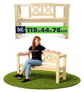 KADAX drevená parková lavička s operadlom 119 cm terasa záhrada