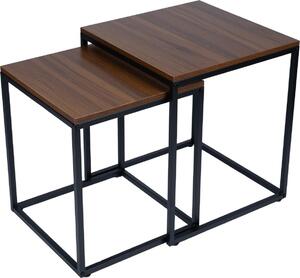 Bauerkraft G-820 Moderné štvorcové konferenčné stolíky 2 v 1, loft, orech