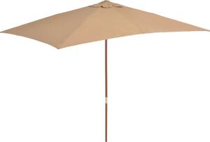 Maison Exclusive - Slnečník s dreveným stožiarom 200x300 cm Taupe