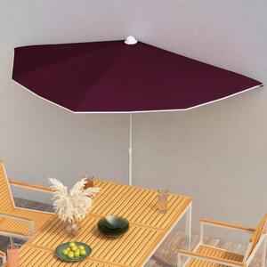 Maison Exclusive – polotieňový slnečník so stĺpom 180 x 90 cm, bordová farba