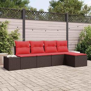Maison Exclusive – Sedacia súprava, 5 kusov, hnedá [syntetický materiál]: polyratan