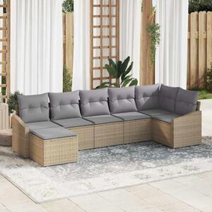 Maison Exclusive – Sedacia súprava, 7 kusov, béžová [syntetický materiál]: Polyratan