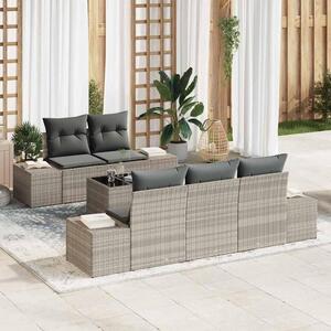 Maison Exclusive – Sedacia súprava, 6 kusov, svetlosivá [syntetický materiál]: Polyratan