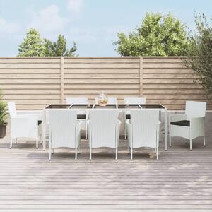 Maison Exclusive – 9-dielna záhradná jedálenská súprava s vankúšmi, biela, umelý ratan