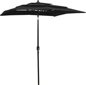 Maison Exclusive – slnečník s hliníkovým nosníkom, trojvrstvový, čierny, 2x2 metre
