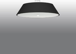 Stropné svietidlo Vega, 1x čierne textilné tienidlo, (biele sklo), (fi 70 cm)