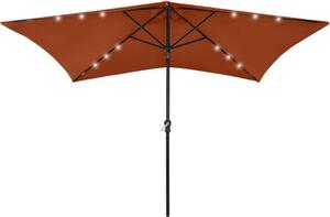 Maison Exclusive – slnečník s LED osvetlením a oceľovou tyčou, terakotová farba, 2 x 3 m