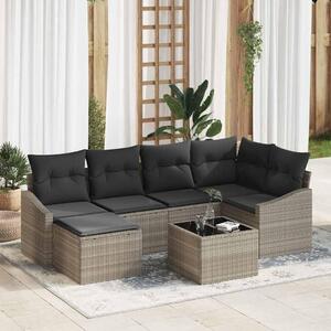 Maison Exclusive – Sedacia súprava, 7 kusov, tmavosivá [syntetický materiál]: Polyratan