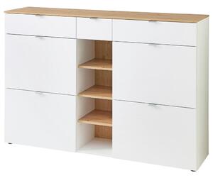 SKRINKA NA TOPÁNKY, biela, dub artisan, 148/103/38 cm Xora - Online Only drobný nábytok, Online Only