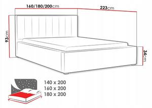 Manželská posteľ s úložným priestorom a roštom 180x200 TARNEWITZ 2 - krémová