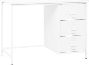 Maison Exclusive - Písací stôl v priemyselnom štýle so zásuvkami, biely, 105 x 52 x 75 cm