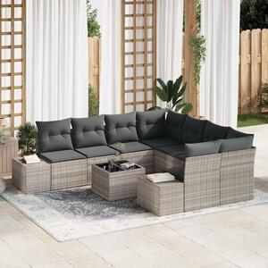 Maison Exclusive – Sedacia súprava, 9 kusov, tmavosivá [syntetický materiál]: Polyratan