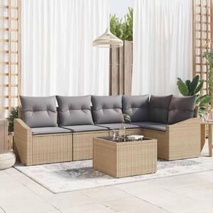 Maison Exclusive – Sedacia súprava, 6 kusov, béžová [syntetický materiál]: Polyratan