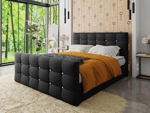 Americká manželská posteľ 180x200 TORNIO - čierna ekokoža + topper ZDARMA
