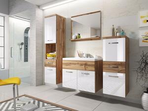 Kúpeľňová zostava s umývadlom WINNA - dub wotan / lesklá biela