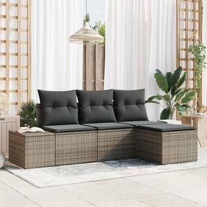 Maison Exclusive – Sedacia súprava, 4 kusy, sivá [syntetický materiál]: Polyratan