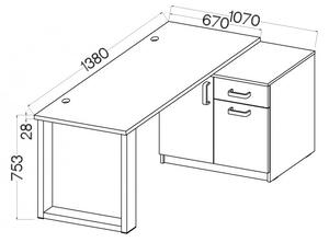 Písací stôl so skrinkou MABAKA 1 - dub artisan / šedý
