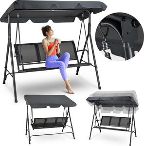 Luverno® Hollywoodská hojdačka, záhradná hojdačka so slnečnou strieškou – 3-miestna, do 220 kg – záhradné ležadlo, hojdačka s nastaviteľnou strieškou – záhrada, vonkajšie priestory