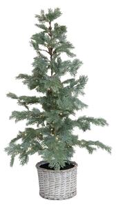 Zelený vianočný stromček Fleur s 80 LED svetielkami a košíkom – Ø 60*120 cm - Chic Antique