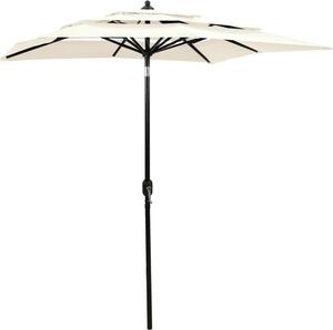 Maison Exclusive – slnečník s hliníkovým stĺpom, 3-vrstvový, pieskovej farby, 2 x 2 m