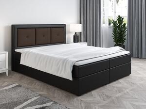 Boxspringová posteľ LILLIANA 4 - 180x200, čierna eko koža / hnedá