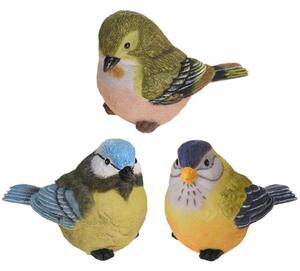 Záhradná figúrka z polystonu Birds, sada 3ks, 9 cm, viacfarebná