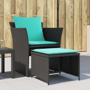 Maison Exclusive - Záhradná stolička s podnožkou Čierna Poly Rattan