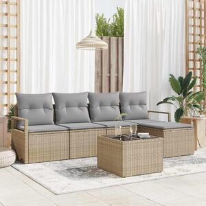 Maison Exclusive – Sedacia súprava, 6 kusov, béžová [syntetický materiál]: Polyratan