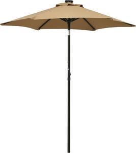 Maison Exclusive – slnečník s LED osvetlením, farba taupe, 200 × 211 cm, hliník