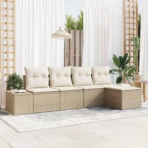 Maison Exclusive – Sedacia súprava, 5 kusov, béžová [syntetický materiál]: Polyratan