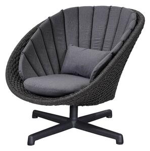 Cane-line Otočné nízke kreslo Peacock, Cane-line, 91x93x85 cm, rám hliník, výplet lanko Soft Rope dark grey, bez podušiek