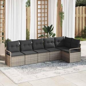 Maison Exclusive – Sedacia súprava, 6 kusov, sivá [syntetický materiál]: Polyratan