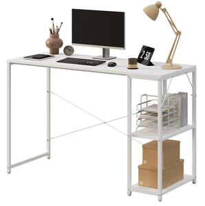 POČÍTAČOVÝ STÔL / LOFT STÔL – BIELY, MODERNÝ, S POLIČKAMI 120 cm