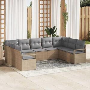 Maison Exclusive – Sedacia súprava, 9 kusov, béžová [syntetický materiál]: Polyratan