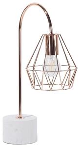 Stolná lampa svetlý medený kov tienidlo v tvare diamantu okrúhly stojan mramorový vzhľad