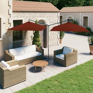 Maison Exclusive – dvojitý slnečník s oceľovou tyčou, 600 × 300 cm, terakota