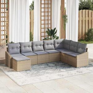 Maison Exclusive – Sedacia súprava, 8 kusov, béžová [syntetický materiál]: Polyratan