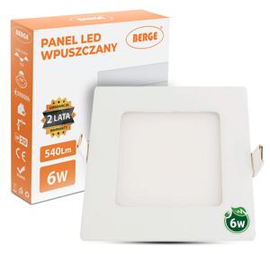 BERGE LED panel štvorcový 120x120x20mm vstavaný - 6W - 230V - 390Lm - teplá biela