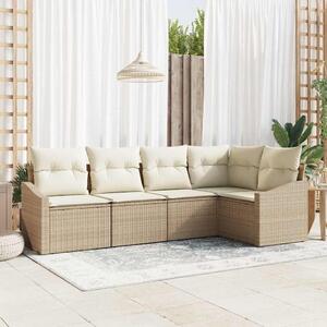 Maison Exclusive – Sedacia súprava, 5 kusov, béžová [syntetický materiál]: Polyratan