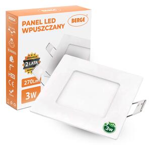 BERGE LED panel štvorcový 83x83x15mm vstavaný - SANAN 2835 - 3W - 230V - 200Lm - neutrálna biela