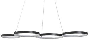 Závesná lampa čierna kovová hliníková s LED svetlom 4 prstencové kruhy moderné závesné elegantné svietidlo