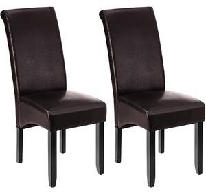 Jedálenská stolička ergonomická, masívne drevo - hnedá, Sada 2 ks