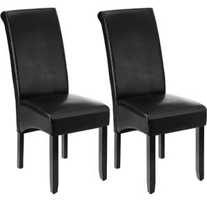 Jedálenská stolička ergonomická, masívne drevo - čierna, Sada 2 ks