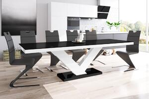 Rozkladací jedálenský stôl Coral, čierny / biely lesk