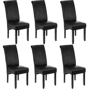 Jedálenská stolička ergonomická, masívne drevo - čierna, Sada 6 kusov