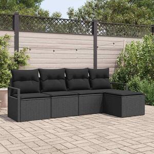 Maison Exclusive – Sedacia súprava, 5 kusov, čierna [syntetický materiál]: Polyratan