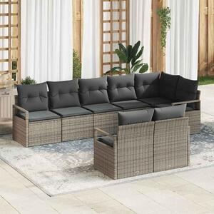Maison Exclusive – Sedacia súprava, 8 kusov, sivá [syntetický materiál]: Polyratan