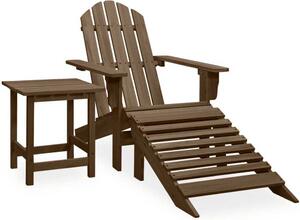 Maison Exclusive – Záhradná stolička Adirondack s podnožkou a stolíkom z jedľového dreva, hnedá