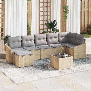 Maison Exclusive – Sedacia súprava, 8 kusov, béžová [syntetický materiál]: Polyratan